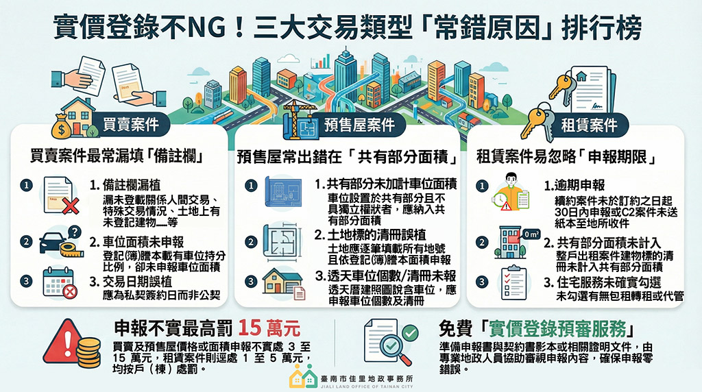 臺南首創實價登錄預審服務    申報不NG