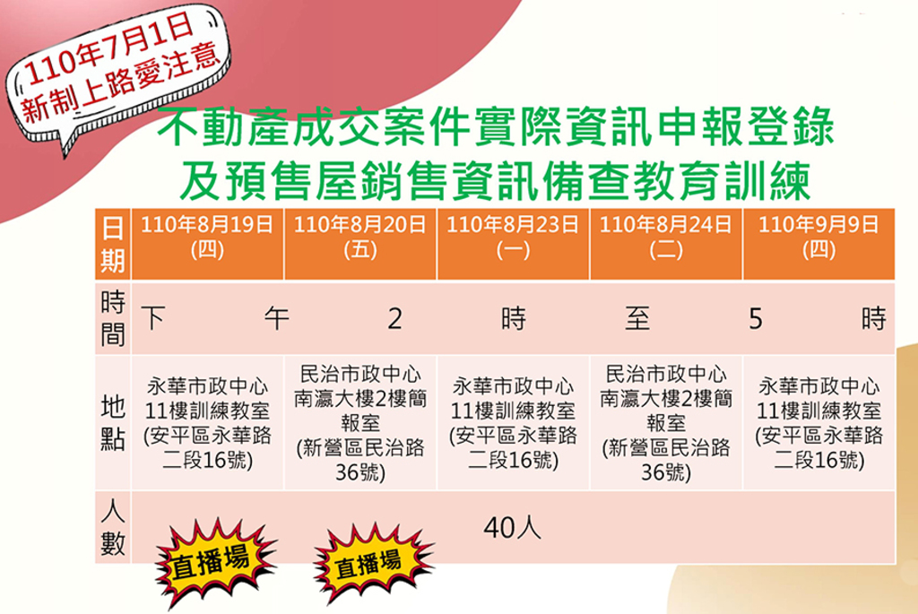 實價登錄2.0相關疑問 地政局19日起辦宣導會