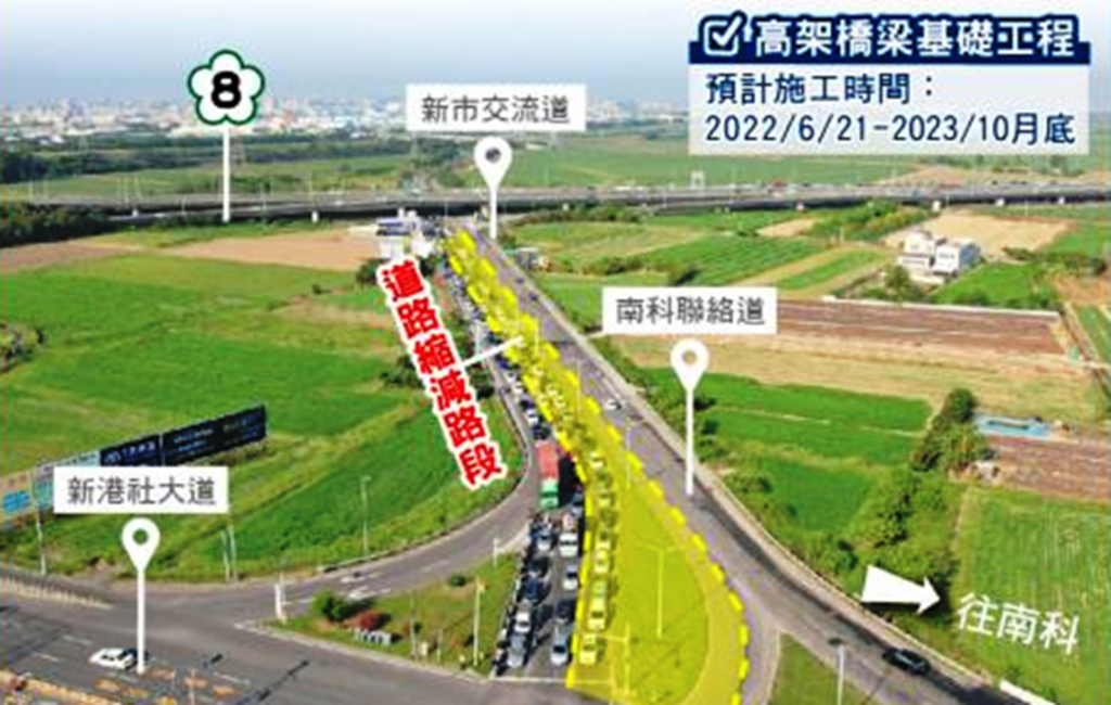 國8新市交流道南科連絡道趕工